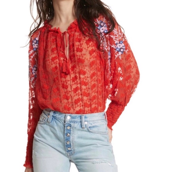 Free People Tops - Free People embroidered shirt